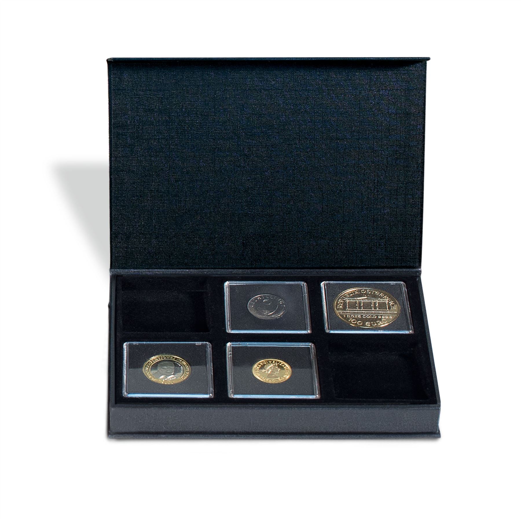 AIRBOX Small Coin Box | Box for Presenting Coins in Square Capsules | 1 to 6 Compartments