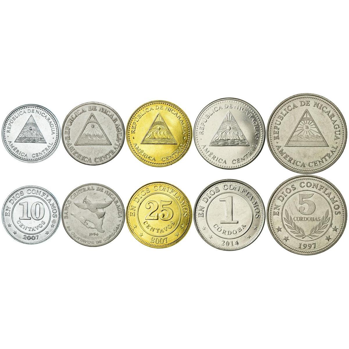 5 Mixed Coins From Nicaragua | 1981 - 2024