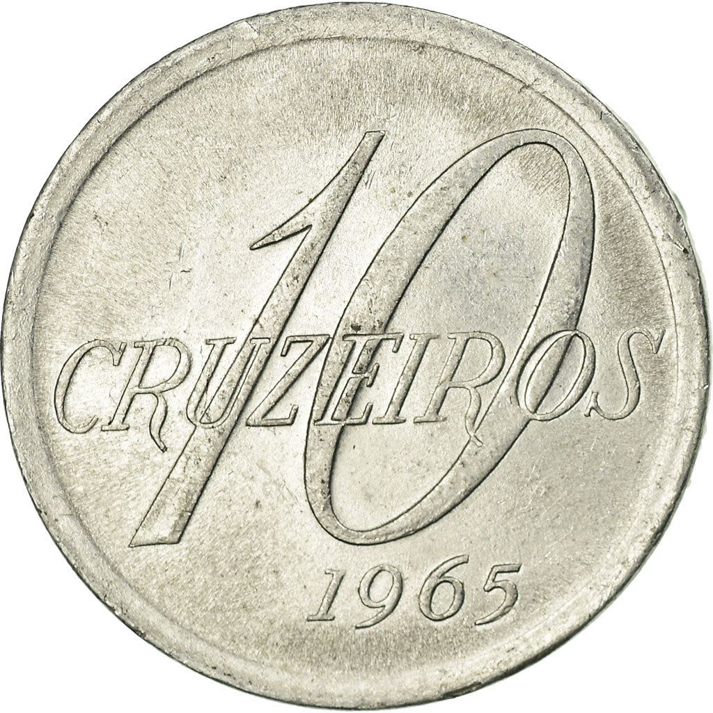 Brazil | 10 Cruzeiros Coin | Map of Brazil | Km:572 | 1965