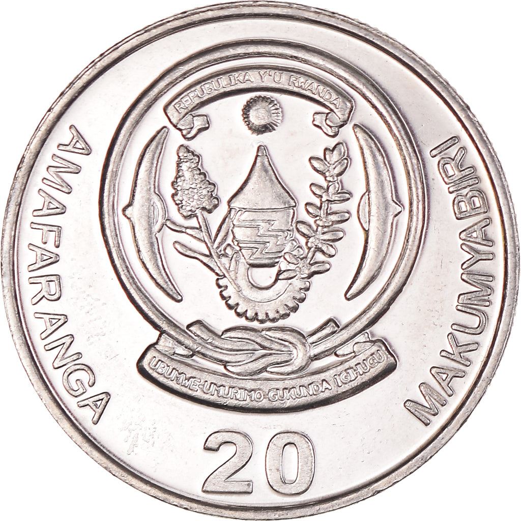 Rwanda | 20 Amafaranga Coin | Tea Plants | Km:25 | 2003