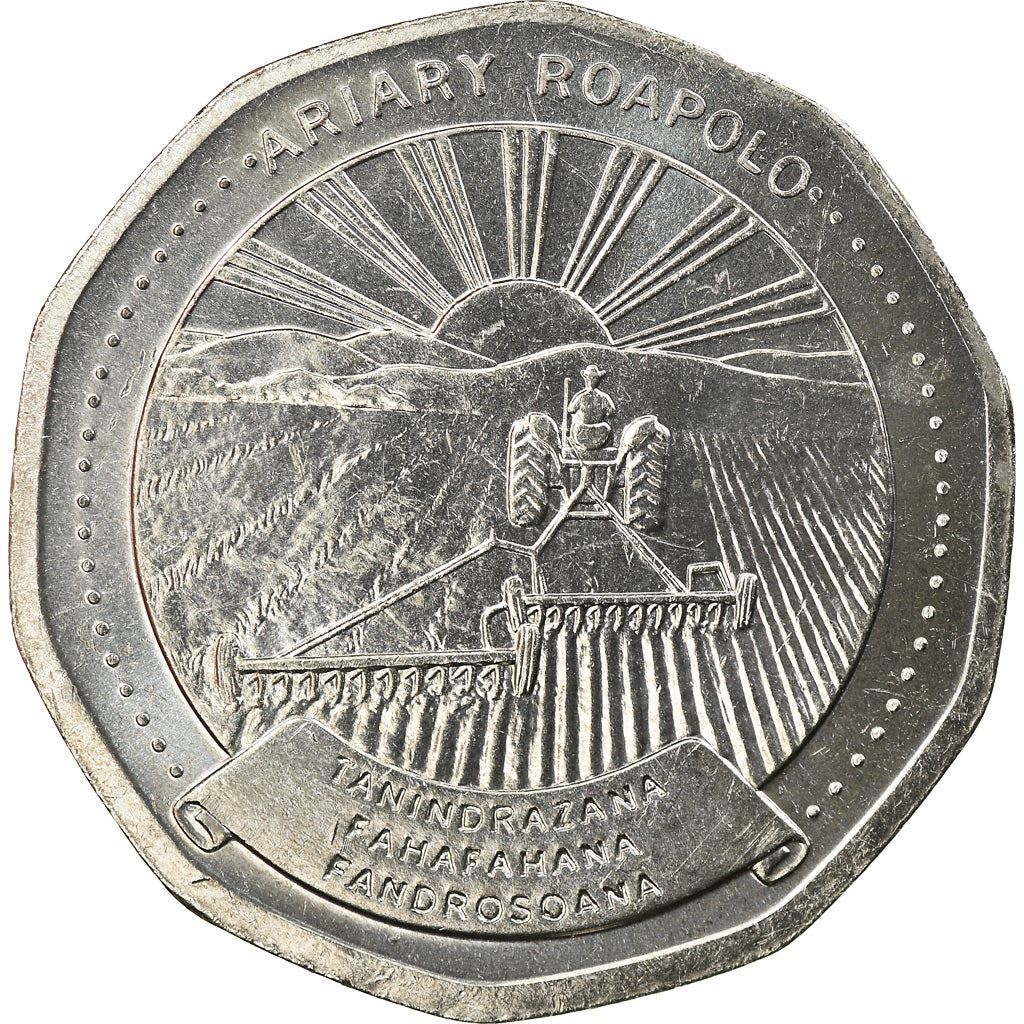 Madagaskaras | 20 Ariarių moneta | Žvaigždė | Traktorius | Ūkininkas | Km:24.2 | 1999