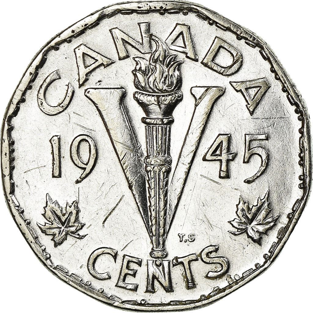 Canada | 5 Cents Coin | Chromium plated steel | KM:40a | 1944-1945
