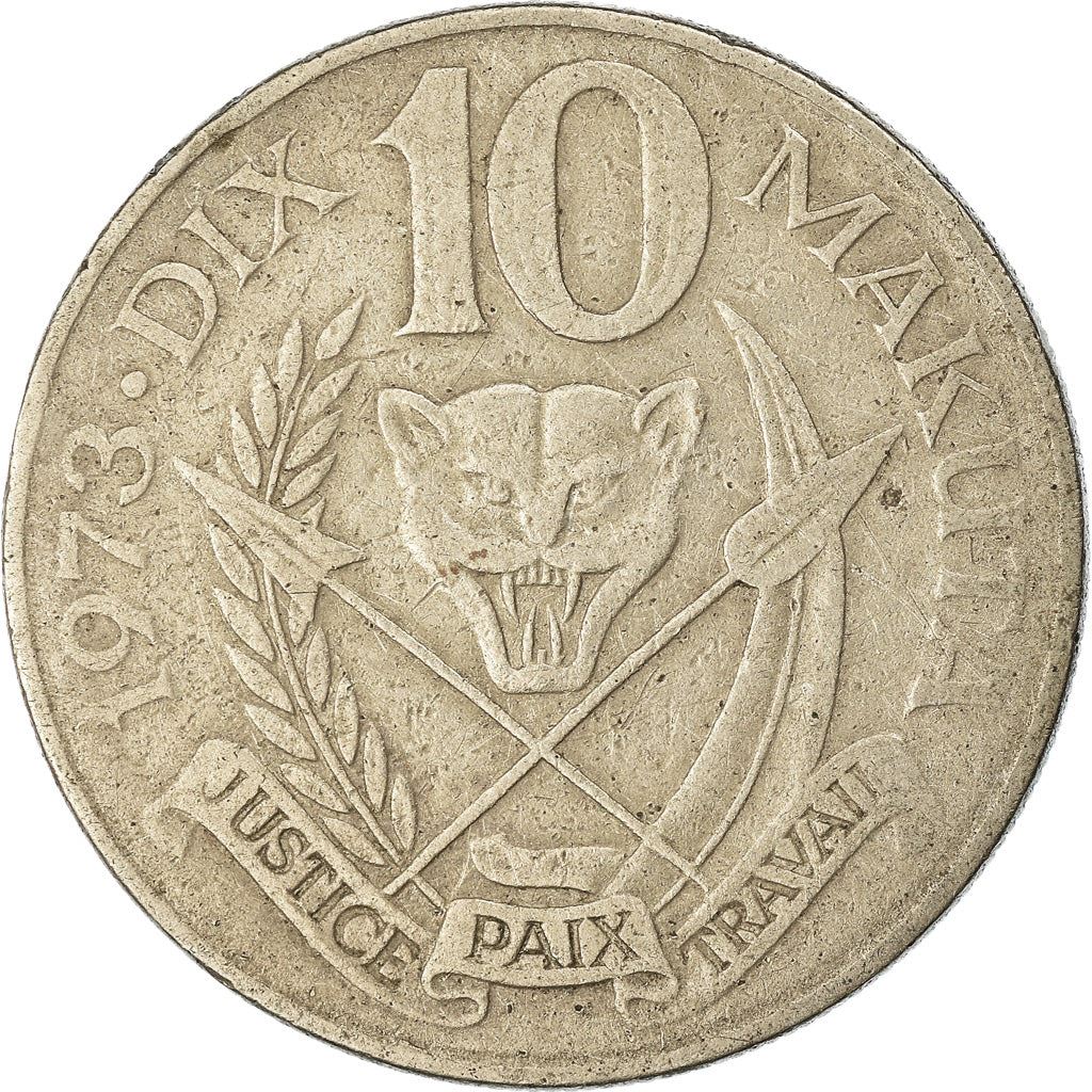 Zaire | 10 Makuta Coin | Mobutu Sese Seko | Km:7 | 1973 - 1978