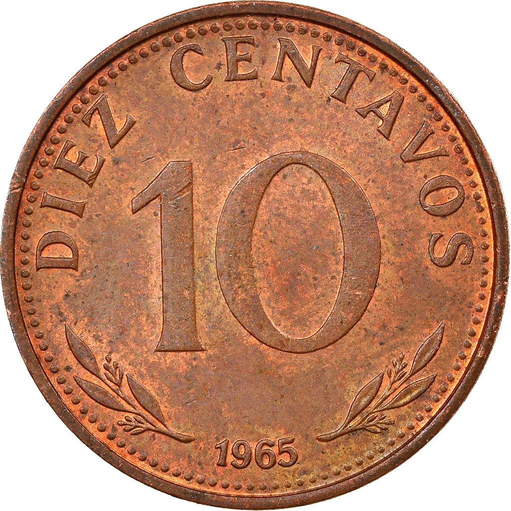 Bolivia | 10 Centavos | Copper clad steel | Coat of Arms | KM:188 | 1965-1973