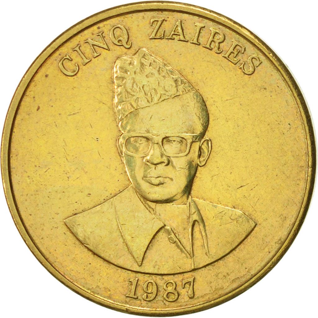 Zaire | 5 Zaires Coin | Mobutu Sese Seko | Km:14 | 1987