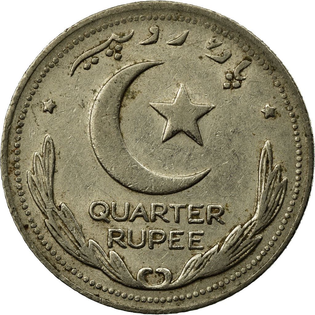 Pakistan 1/4 Rupee Coin | Crescent opens to right | KM5 | 1948 - 1951