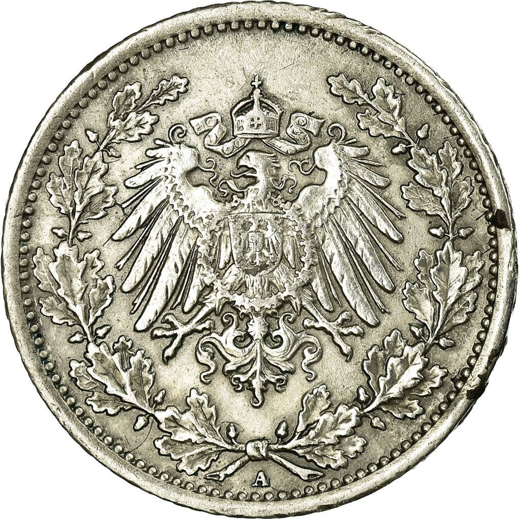German Empire 1/2 Mark Coin | Deutsches Reich | Wilhelm II | Type 2 | KM17 | 1905 - 1919