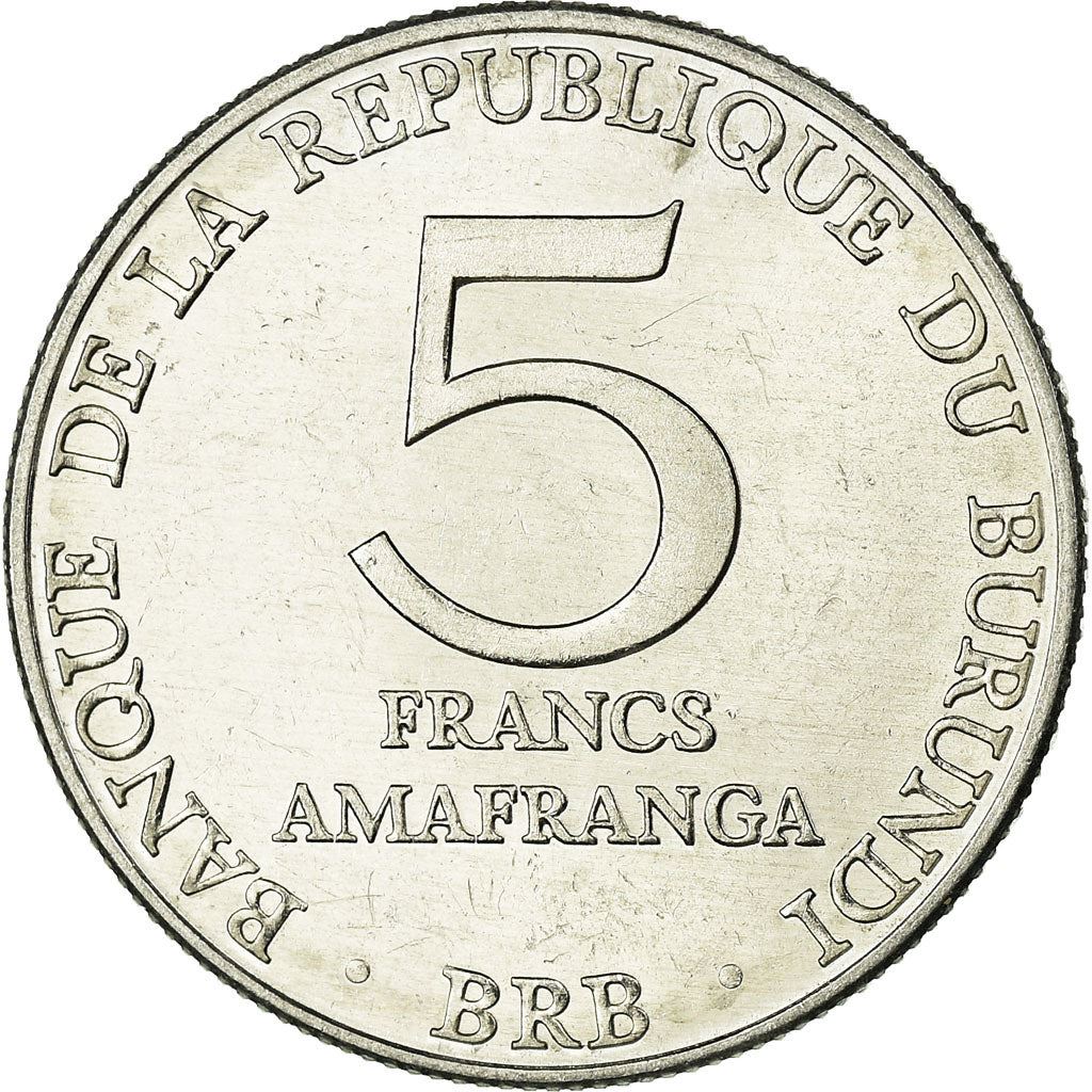 Burundi | 5 Francs Coin | Coat of arms | Km:20 | 1976 - 2013