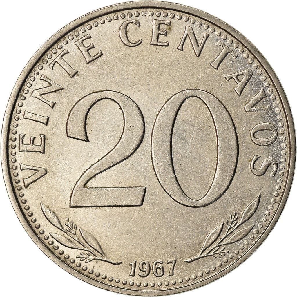 Bolivia | 20 Centavos | Nickel clad steel | Coat of Arms | KM:189 | 1965-1973