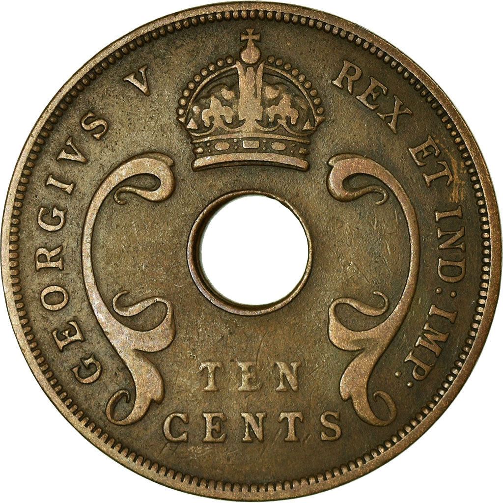 East Africa | 10 Cents Coin | Crown | Tusks | Km:19 | 1921 - 1936
