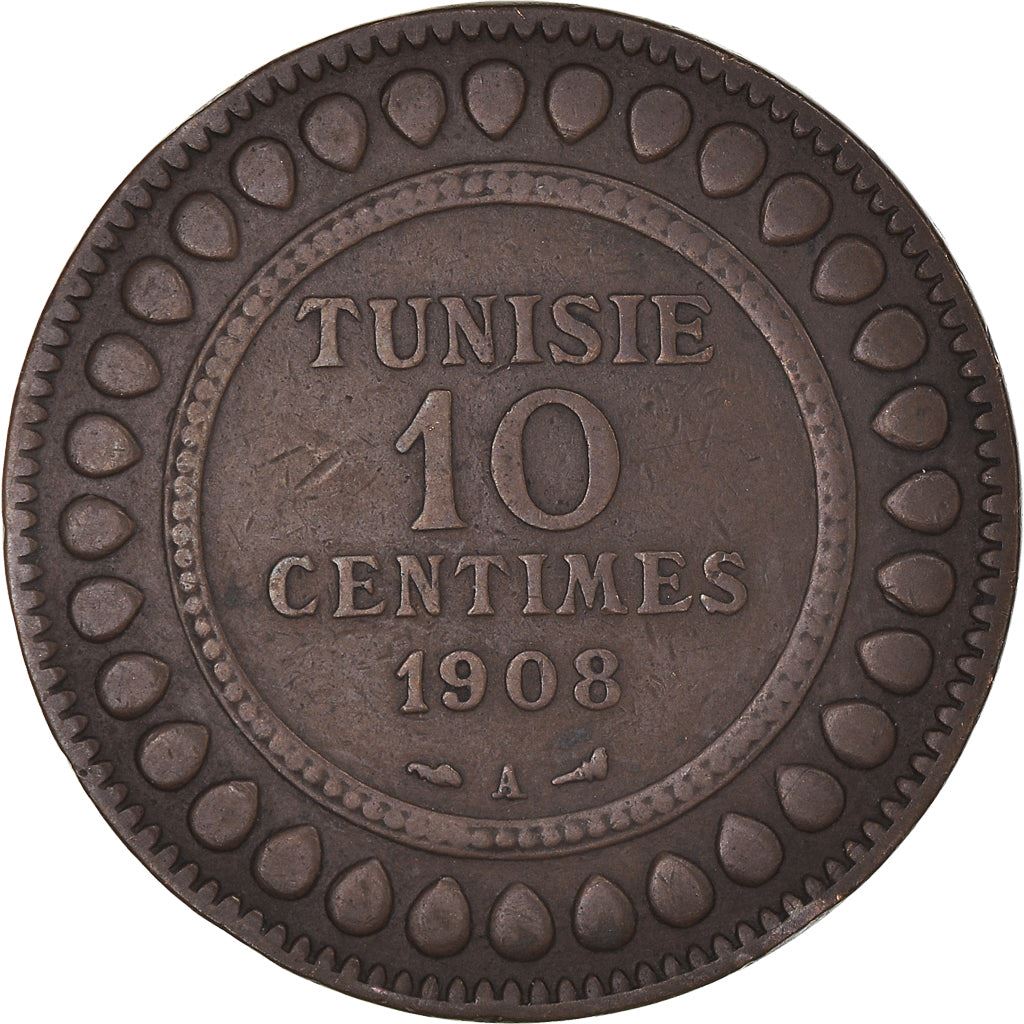 Tunisia 10 Centimes Coin | Muhammad V | KM236 | 1907 - 1918
