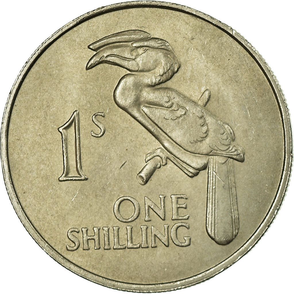 Zambia | 1 Shilling Coin | Crowned hornbill | Km:2 | 1964