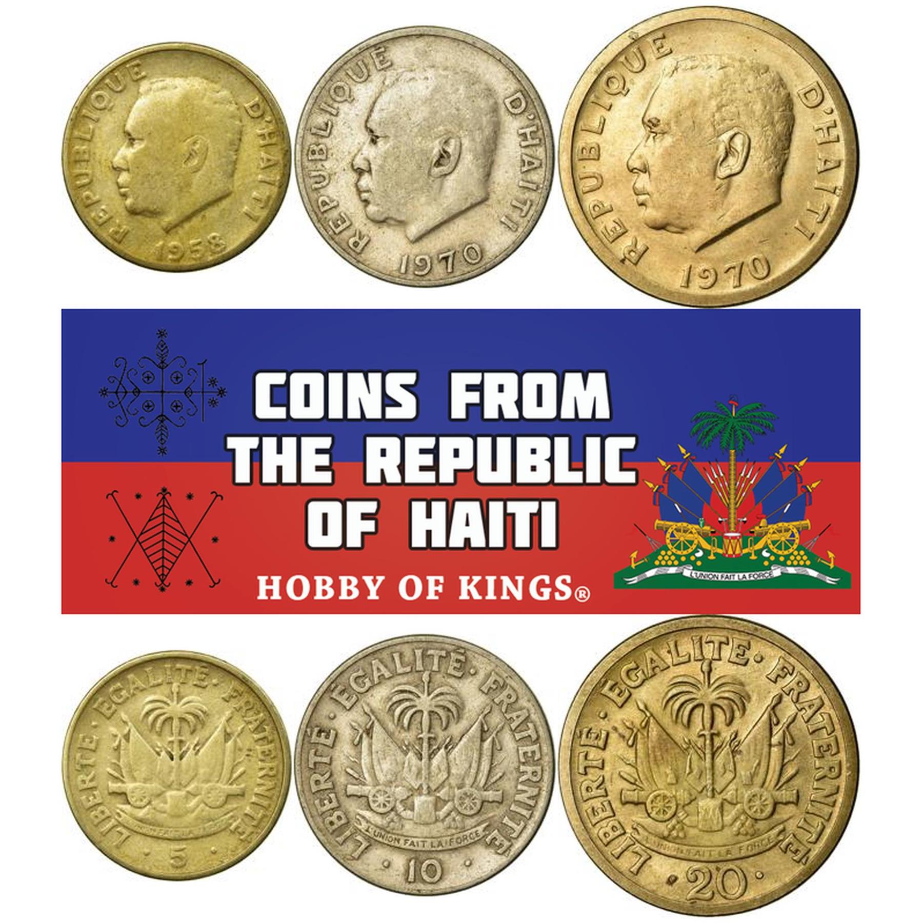 Haiti | 3 Coin Set | 5 10 20 Centimes | 1958 - 1970