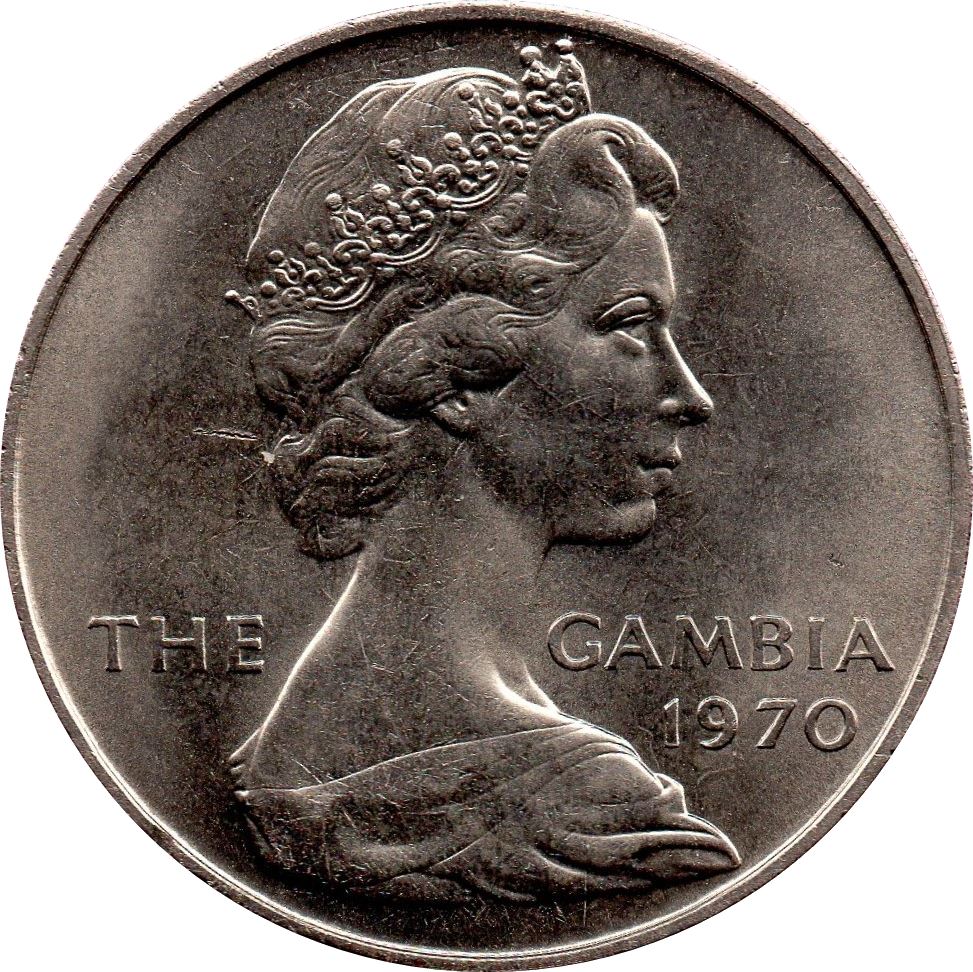 The Gambia | 8 Shillings Coin | Hippopotamus | KM:7 | 1970