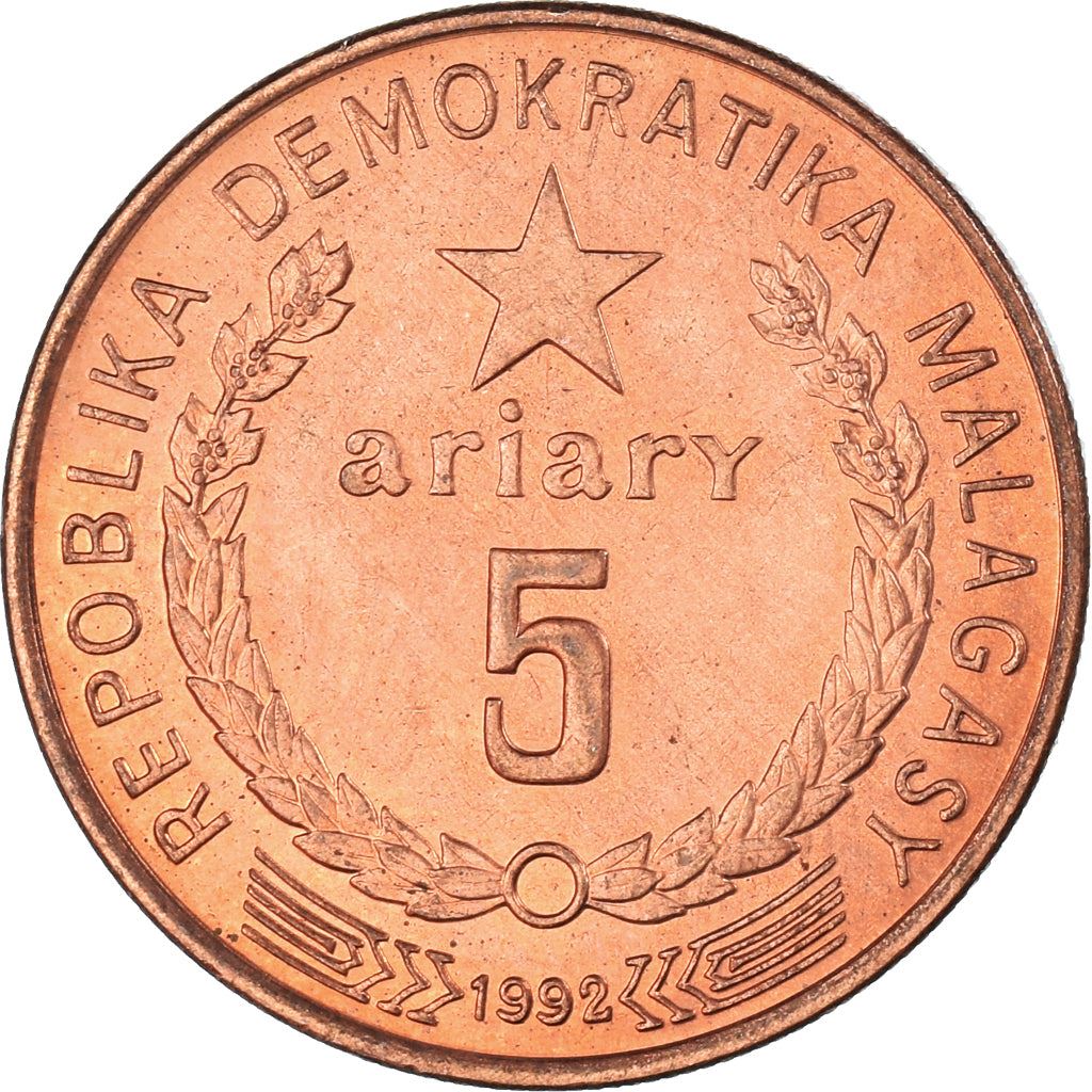 Madagaskaras | 5 Ariary moneta | Žvaigždė | Ryžiai | Km:17 | 1992