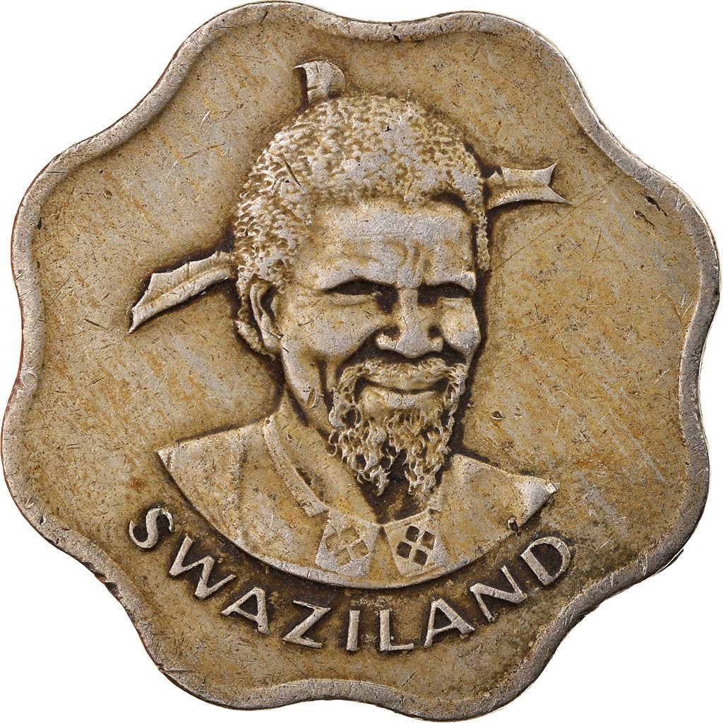 Kingdom of Swaziland | 10 Cents Coin | King Sobhuza II | Sugar Canes | Km:10 | 1974 - 1979