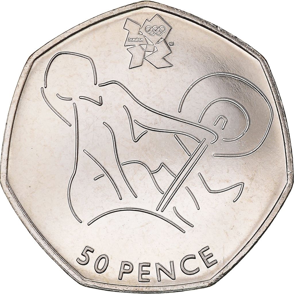 United Kingdom 50 Pence Coin | Elizabeth II 4th portrait | Weightlifting | 2011