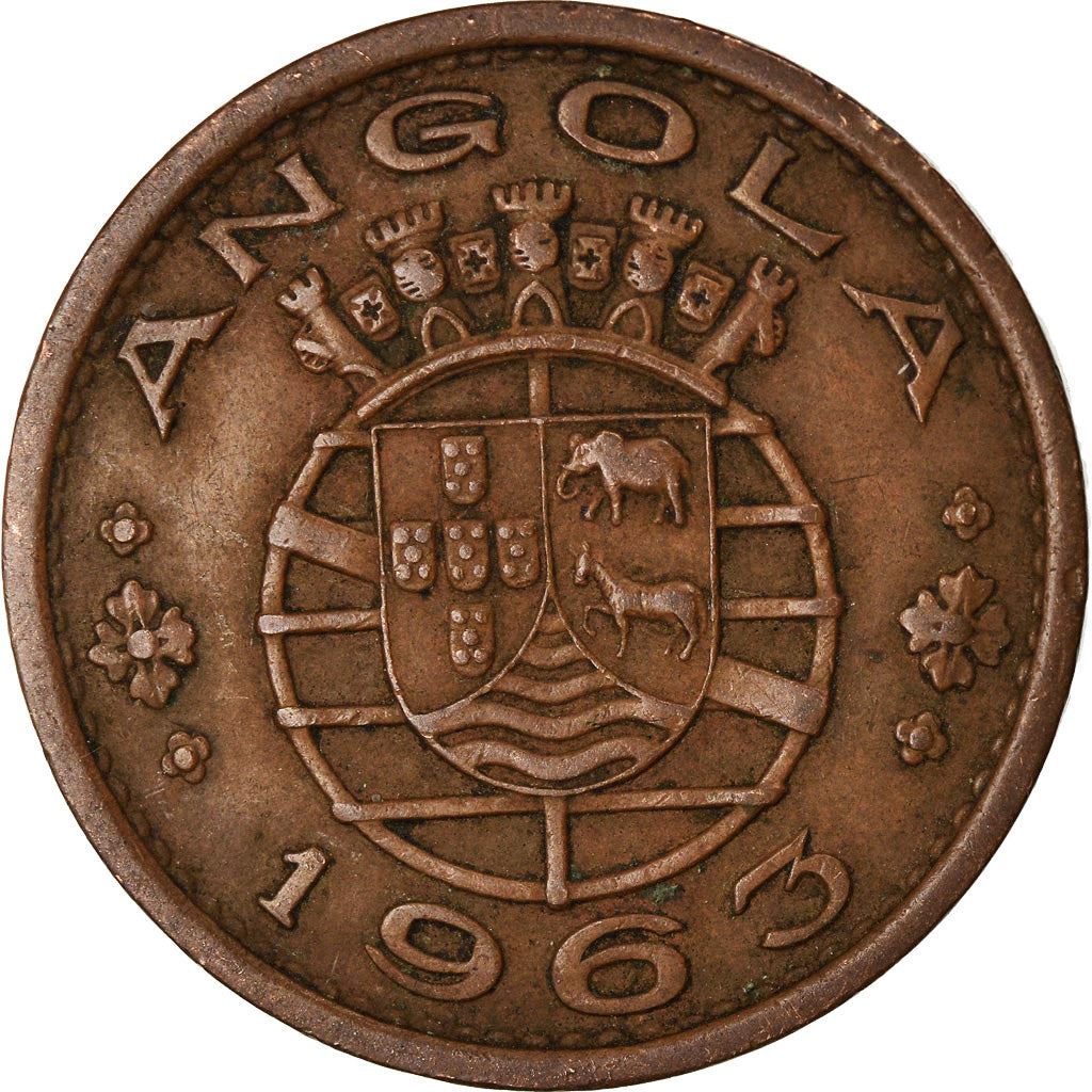Angola | 1 Escudo Coin | Horse | Elephant | Shield | Km:76 | 1953 - 1974