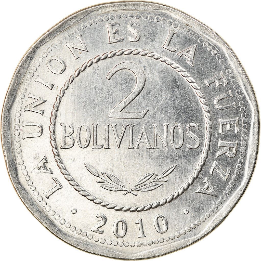 Bolivia | 2 Bolivianos | Stainless steel | Coat of Arms | KM:218 | 2010-2025