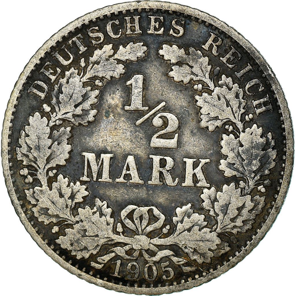 German Empire 1/2 Mark Coin | Deutsches Reich | Wilhelm II | Type 2 | KM17 | 1905 - 1919
