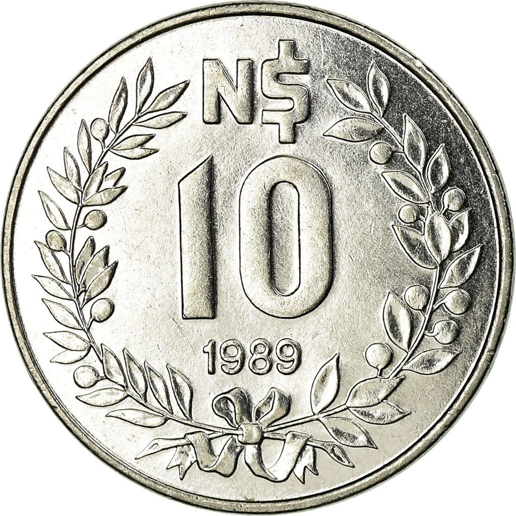 Uruguay | 10 Nuevos Pesos Coin | Radiant sun | Km:93 | 1989