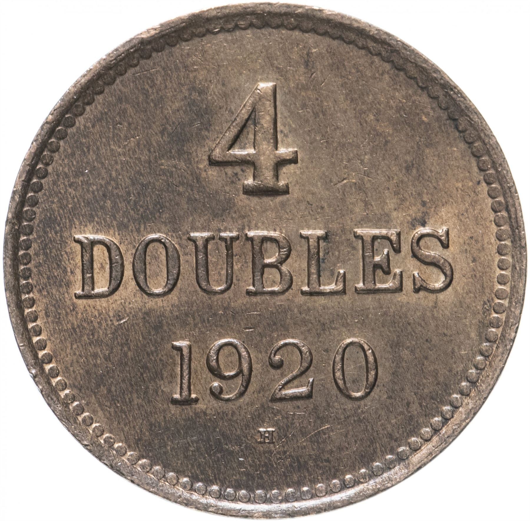 Guernsey 4 Doubles Coin | KM13 | 1914 - 1949