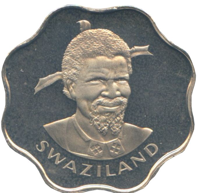 Kingdom of Swaziland | 10 Cents Coin | King Sobhuza II | Sugar Canes | Km:10 | 1974 - 1979