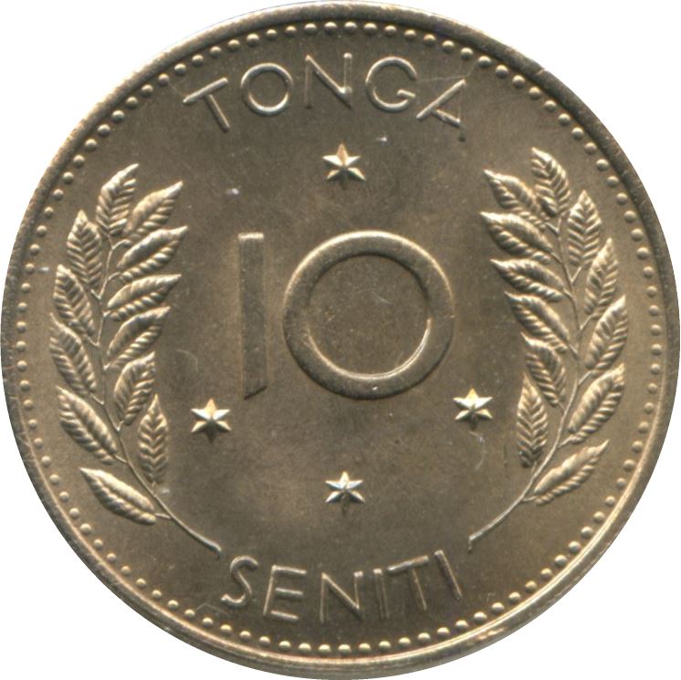 Tonga | 10 Seniti Coin | King Tupou IV | Branch | KM:30 | 1968 - 1974
