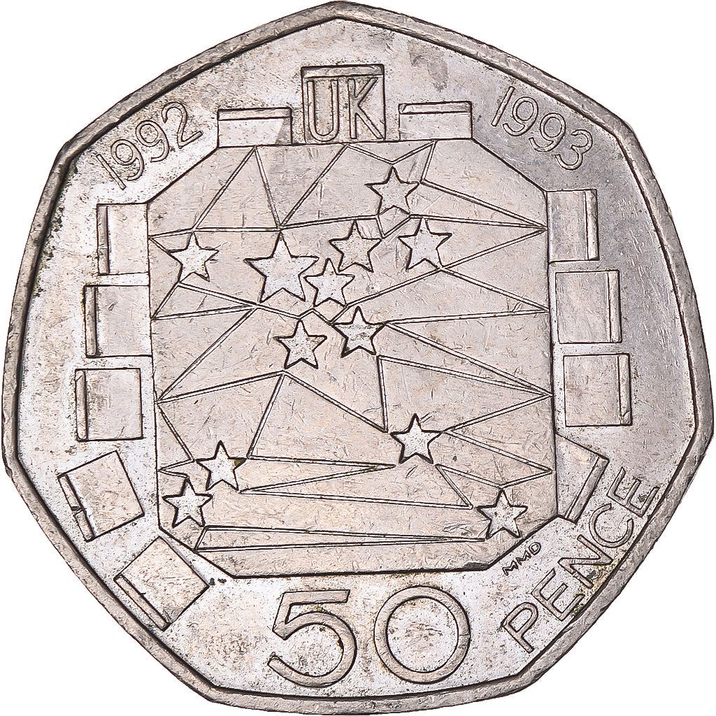 Vereinigtes Königreich | 50 Pence Münze | Elizabeth II 3. Porträt | Europäische Gemeinschaft | 1992
