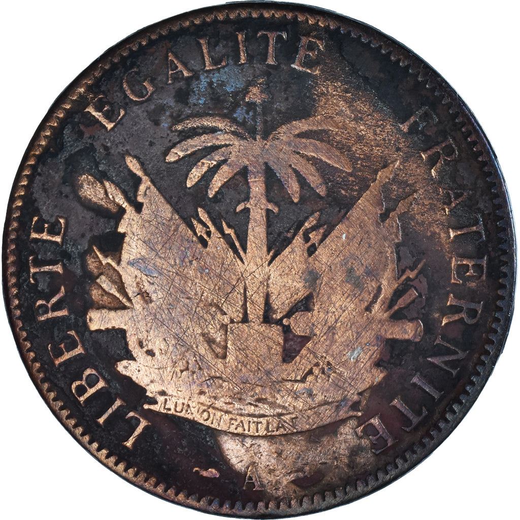 Haiti | 2 Centimes Coin | Palm Tree | Cannon | Km:49 | 1886 - 1894
