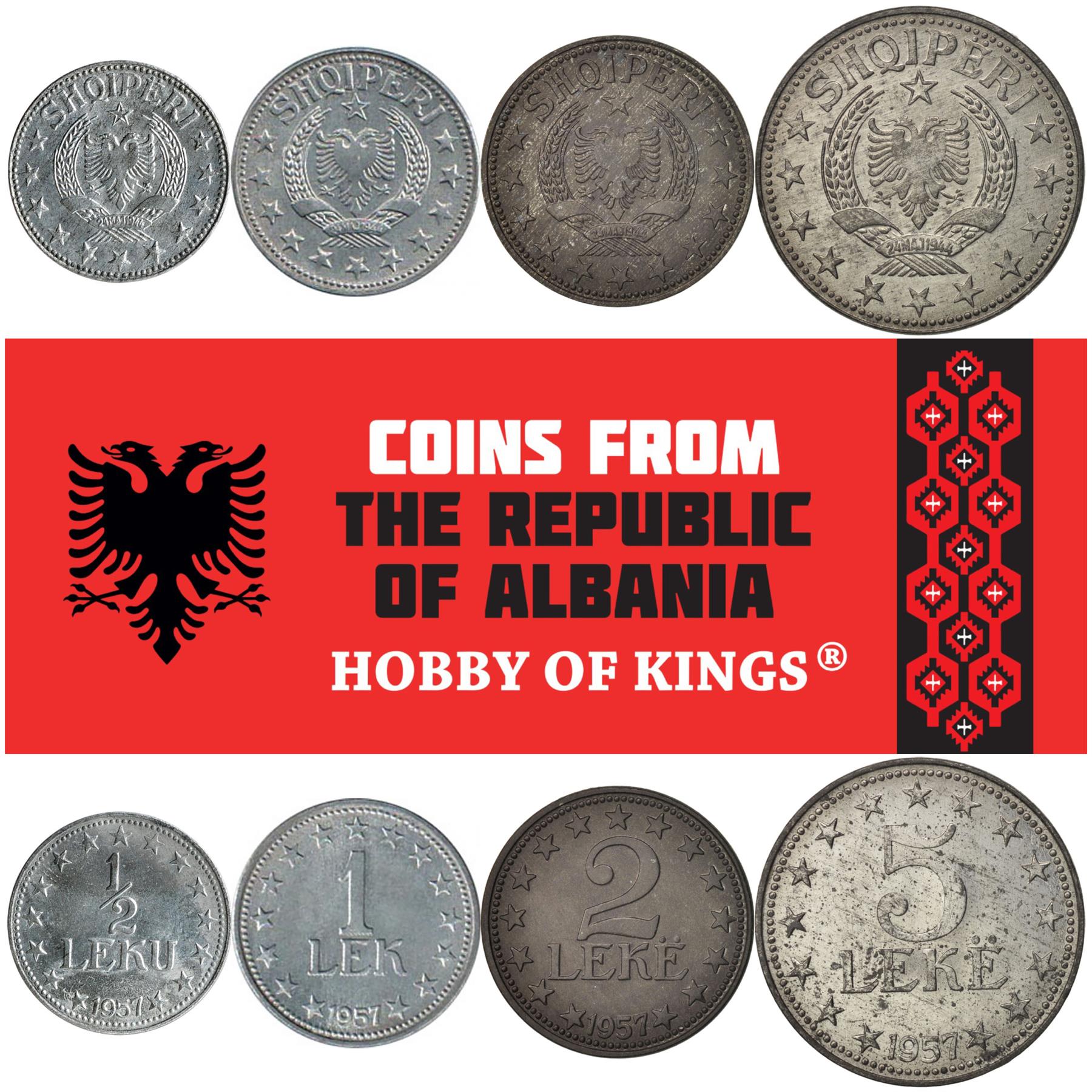 Albanian 4 Coin Set ½ 1 2 5 Lekë | Albania | 1947 - 1957