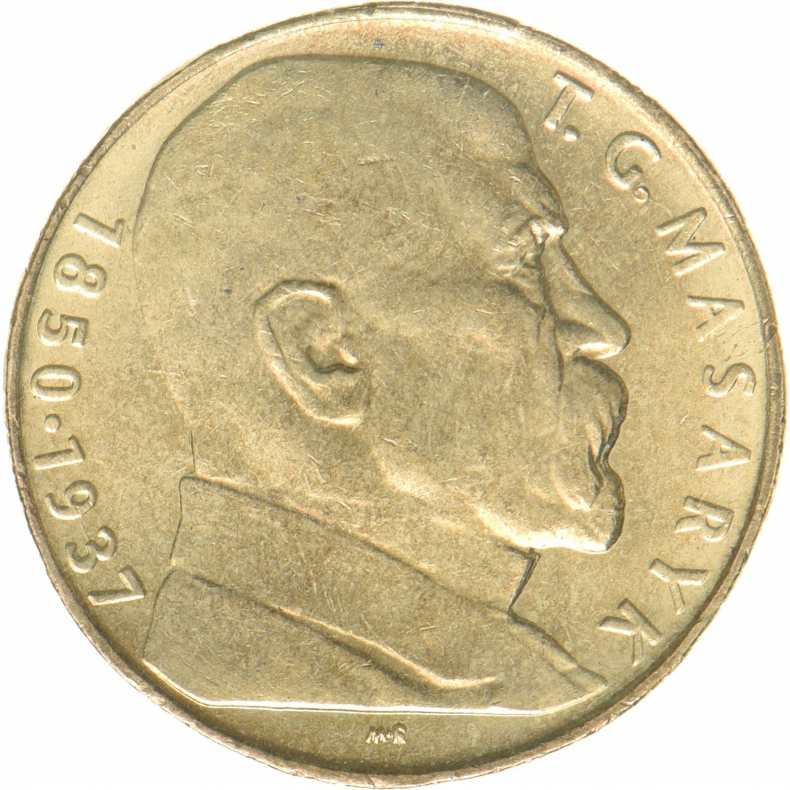 Czechoslovakia | 10 Korun Coin | T. G. Masaryk | Nickel brass | KM:139 | 1990-1993