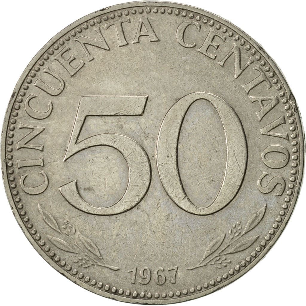 Bolivia | 50 Centavos | Nickel clad steel | Coat of Arms | KM:190 | 1965-1980
