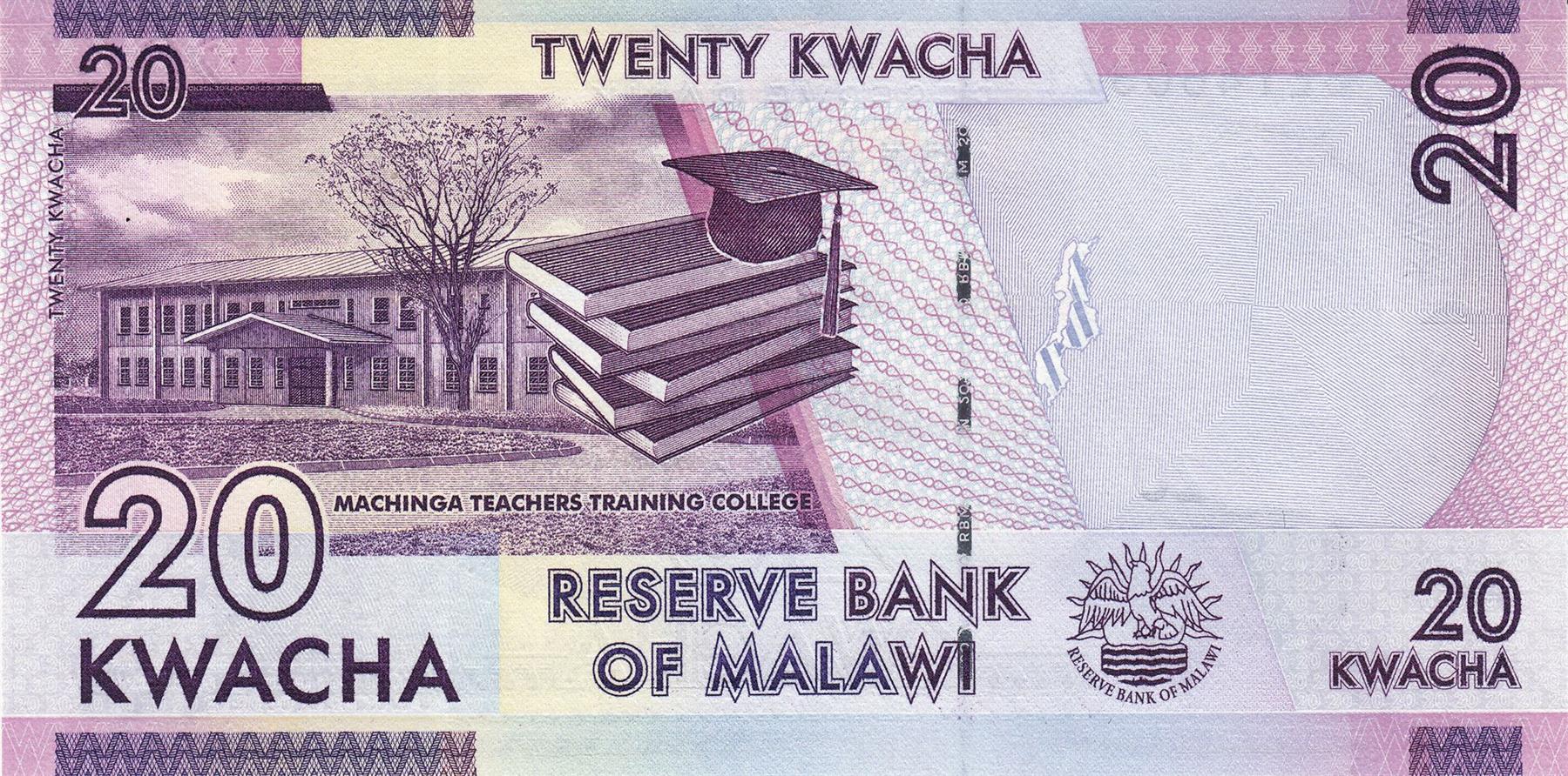 Malawi | 20 Kwacha Banknote | 2014 - 2020 | Reserve Bank of Malawi | Inkosi ya Makhosi M’mbelwa II | Teacher's Training College