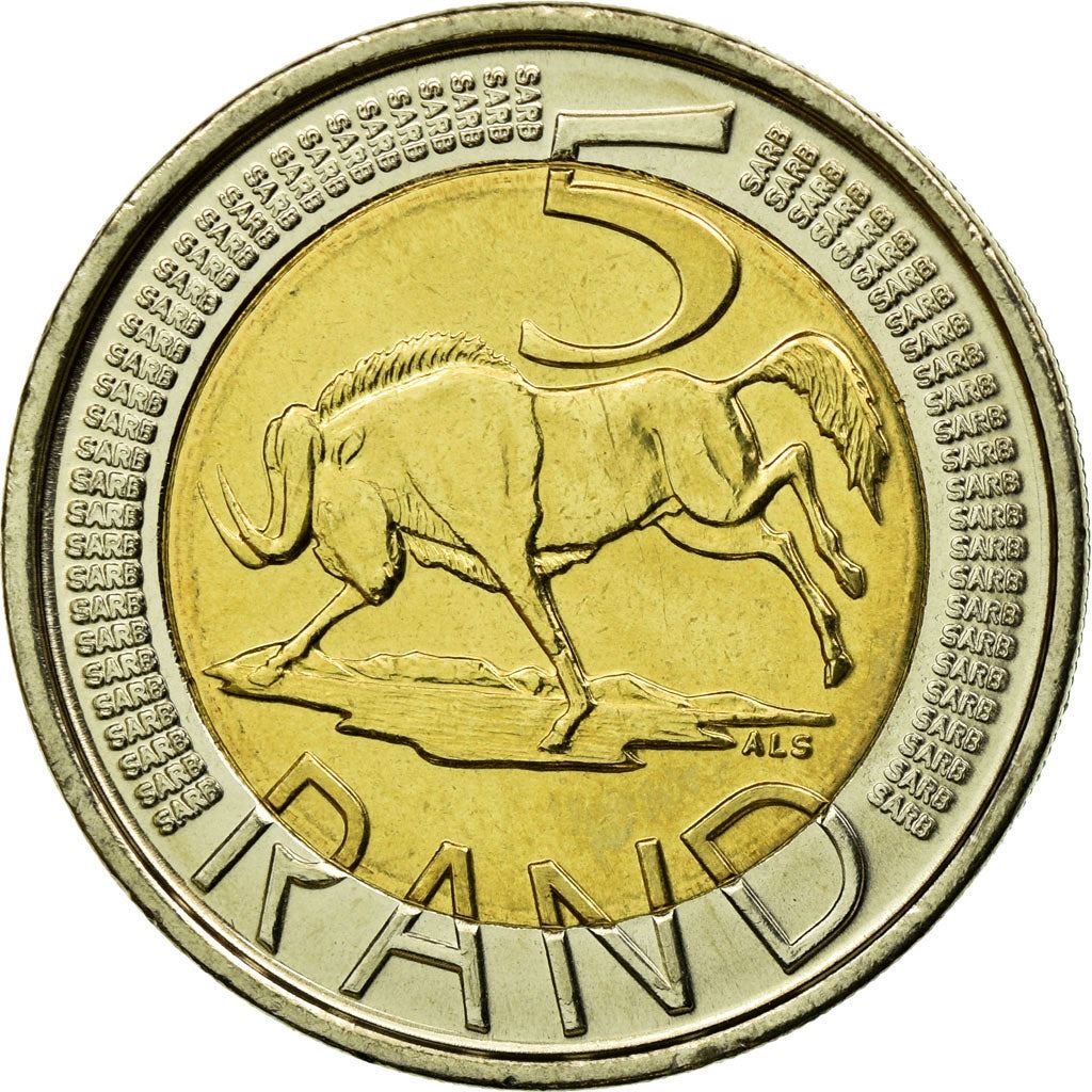 South Africa | 5 Rand Coin | Animals | Wildebeest | Gnu | Km:446 | 2008