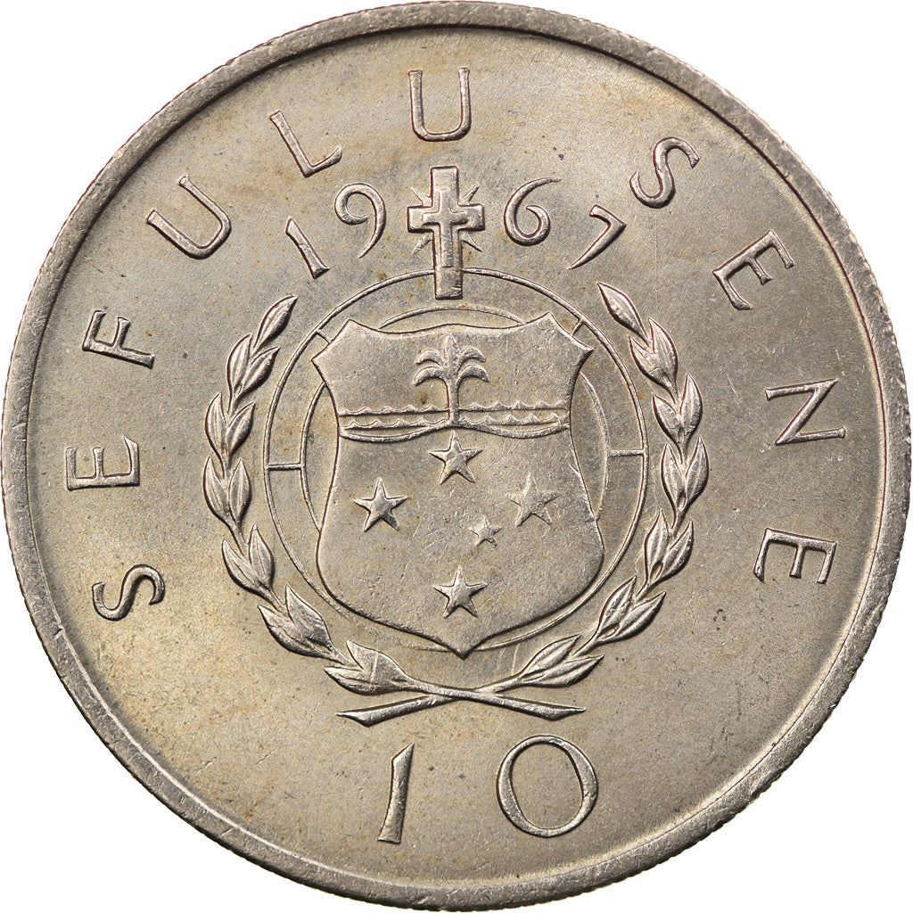 Samoa | 10 Sene Coin | Malietoa Tanumafili II | Shield | Crux Constellation | KM:4 | 1967