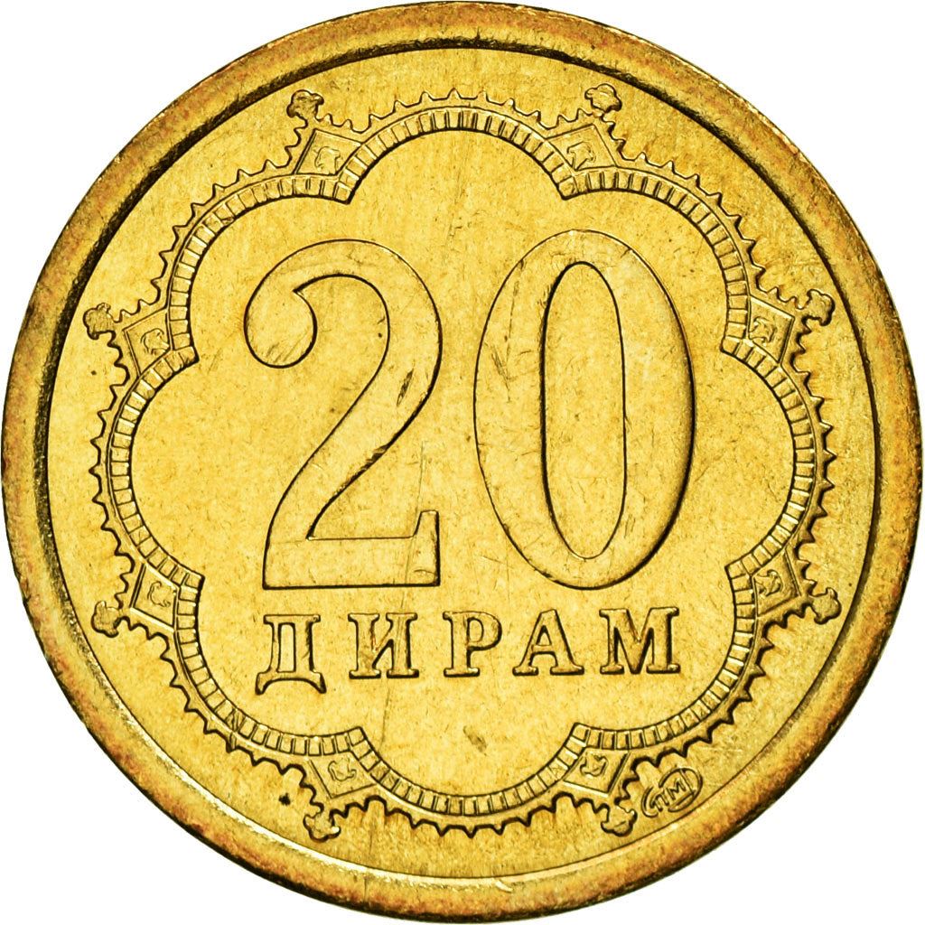 Tajikistan | 20 Diram Coin | Crown | Stars | Large Value | Km:4.2 | 2006