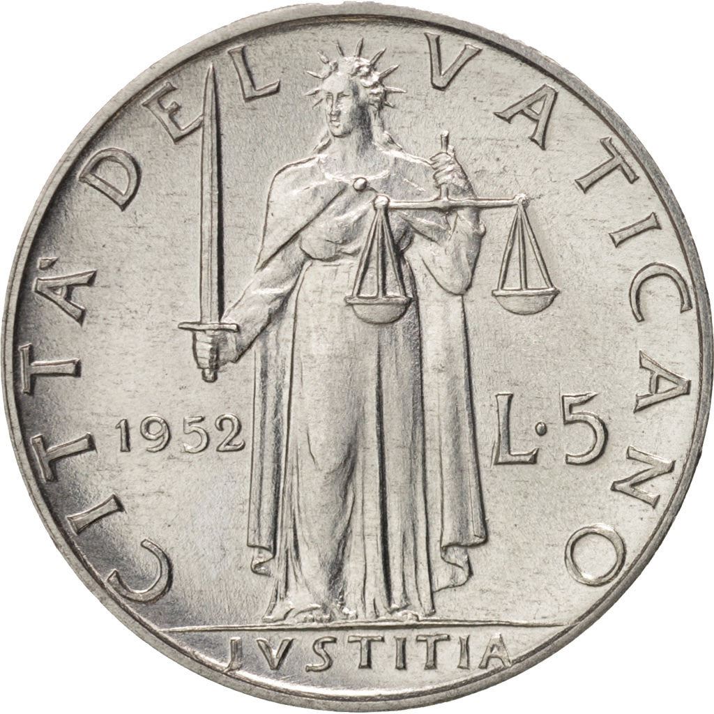 Vatican City | 5 Lire Coin | Pius XII | Km:51 | 1951 - 1958