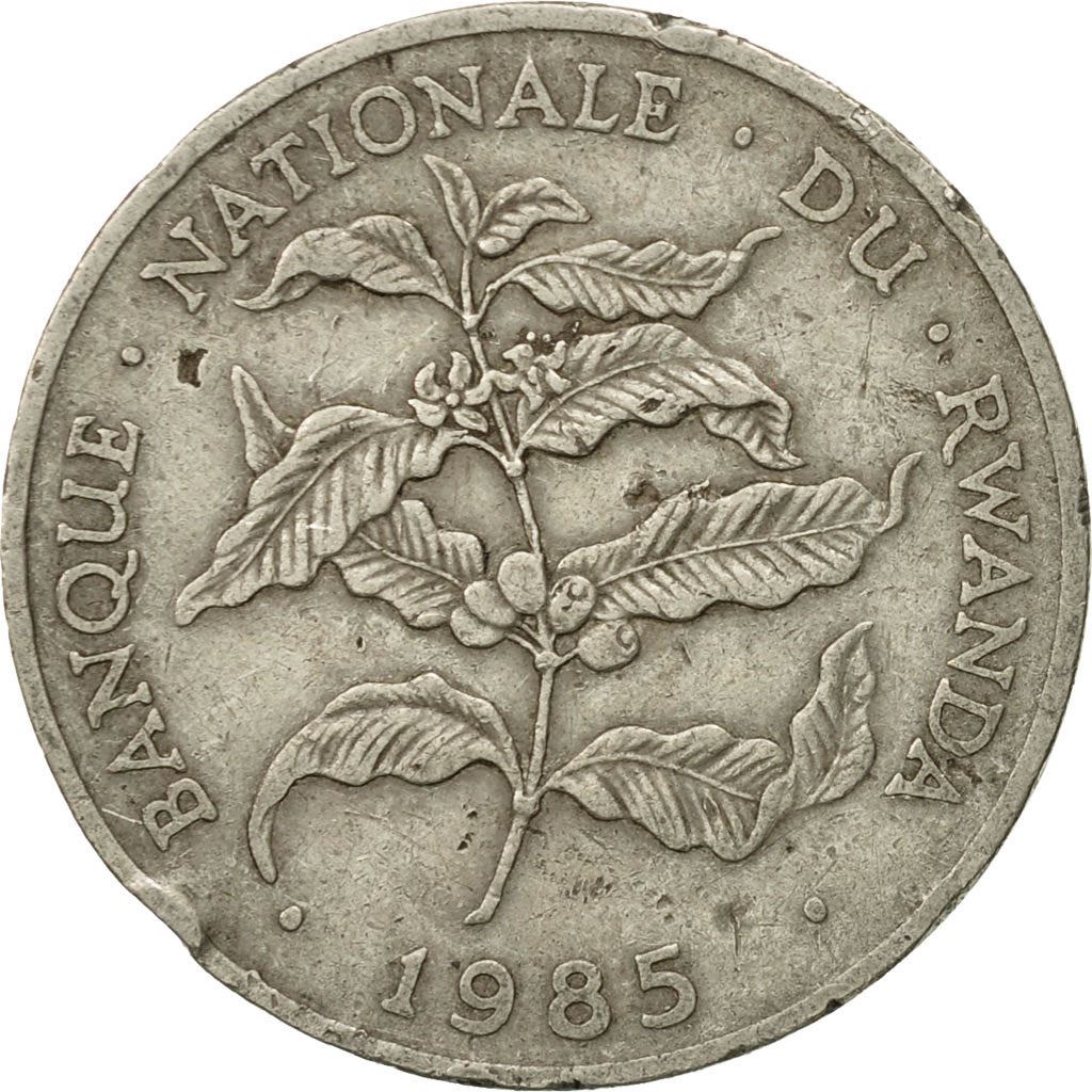 Rwanda | 10 Francs Coin | Coffee Plant | Km:14.2 | 1985