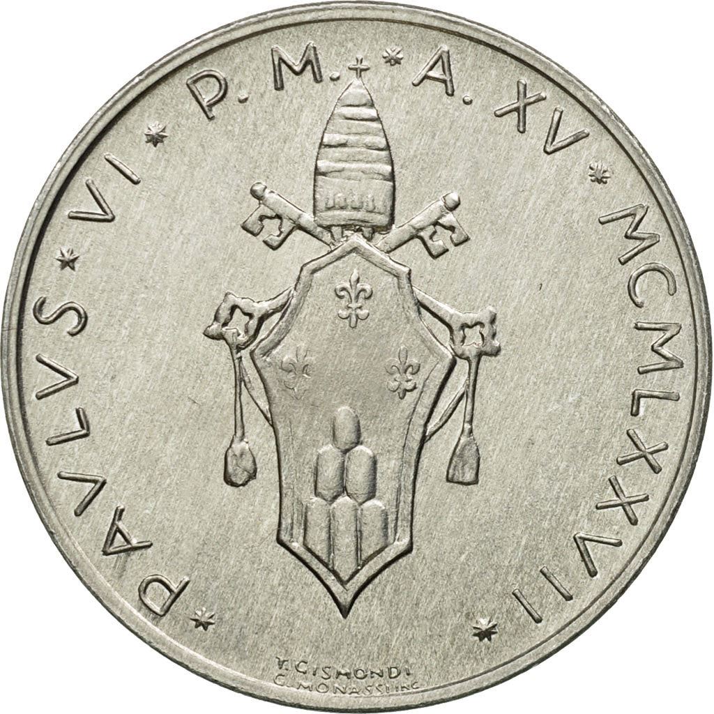 Vatican City | 10 Lire Coin | Paul VI | Km:119 | 1970 - 1977