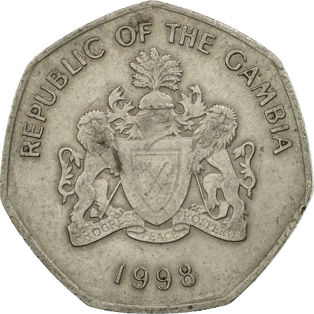 The Gambia | 1 Dalasi Coin | Slender-snouted crocodile | Km:59 | 1998