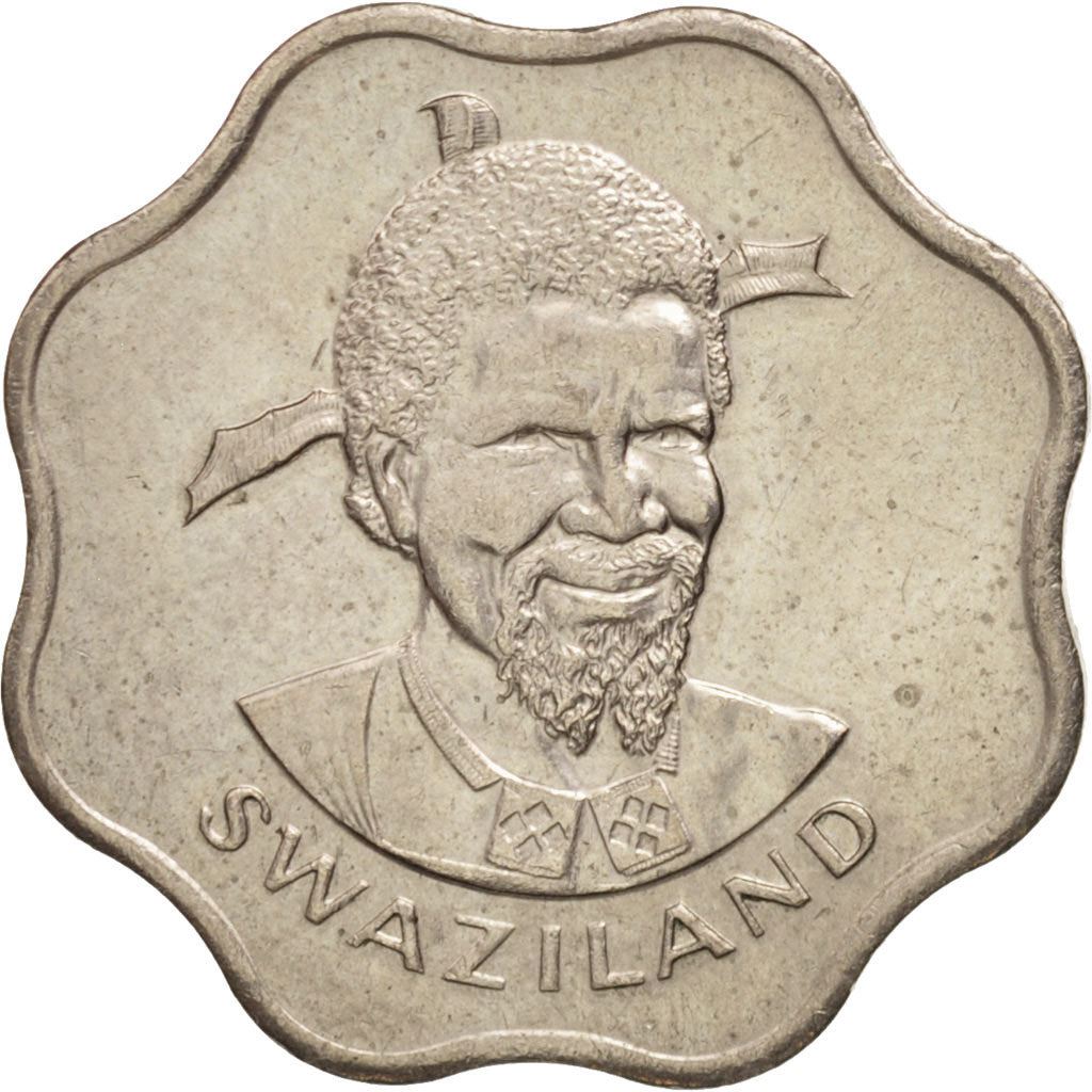 Kingdom of Swaziland | 10 Cents Coin | King Sobhuza II | Sugar Canes | Km:10 | 1974 - 1979