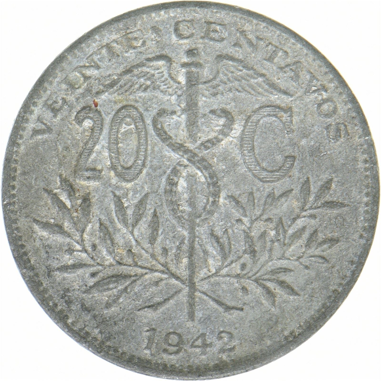 Bolivia | Moneda de 20 centavos | Caduceo | Zinc | KM:183 | 1942
