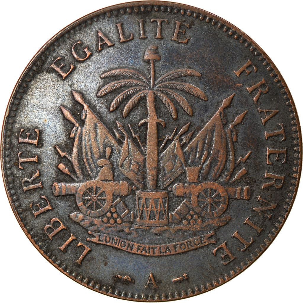 Haiti | 2 Centimes Coin | Palm Tree | Cannon | Km:49 | 1886 - 1894