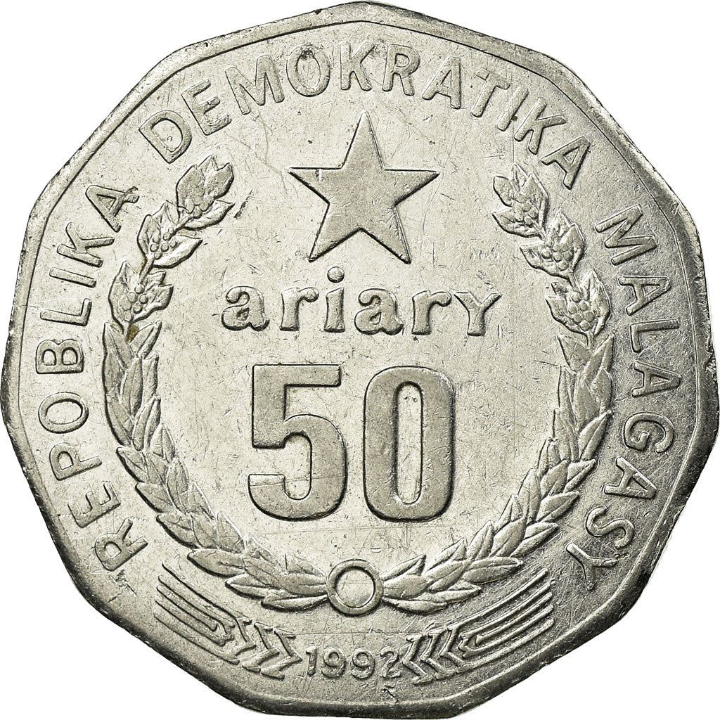 Madagaskaras | 50 Ariarių moneta | Žvaigždė | Baobabas | Km:20 | 1992