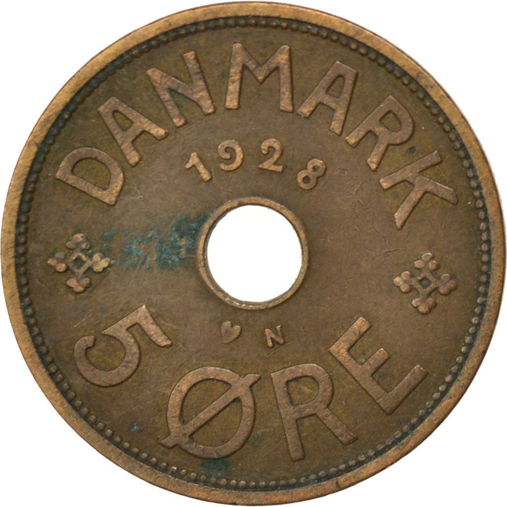 Denmark | 5 Ore Coin | Monogram | Km:828 | 1927 - 1940