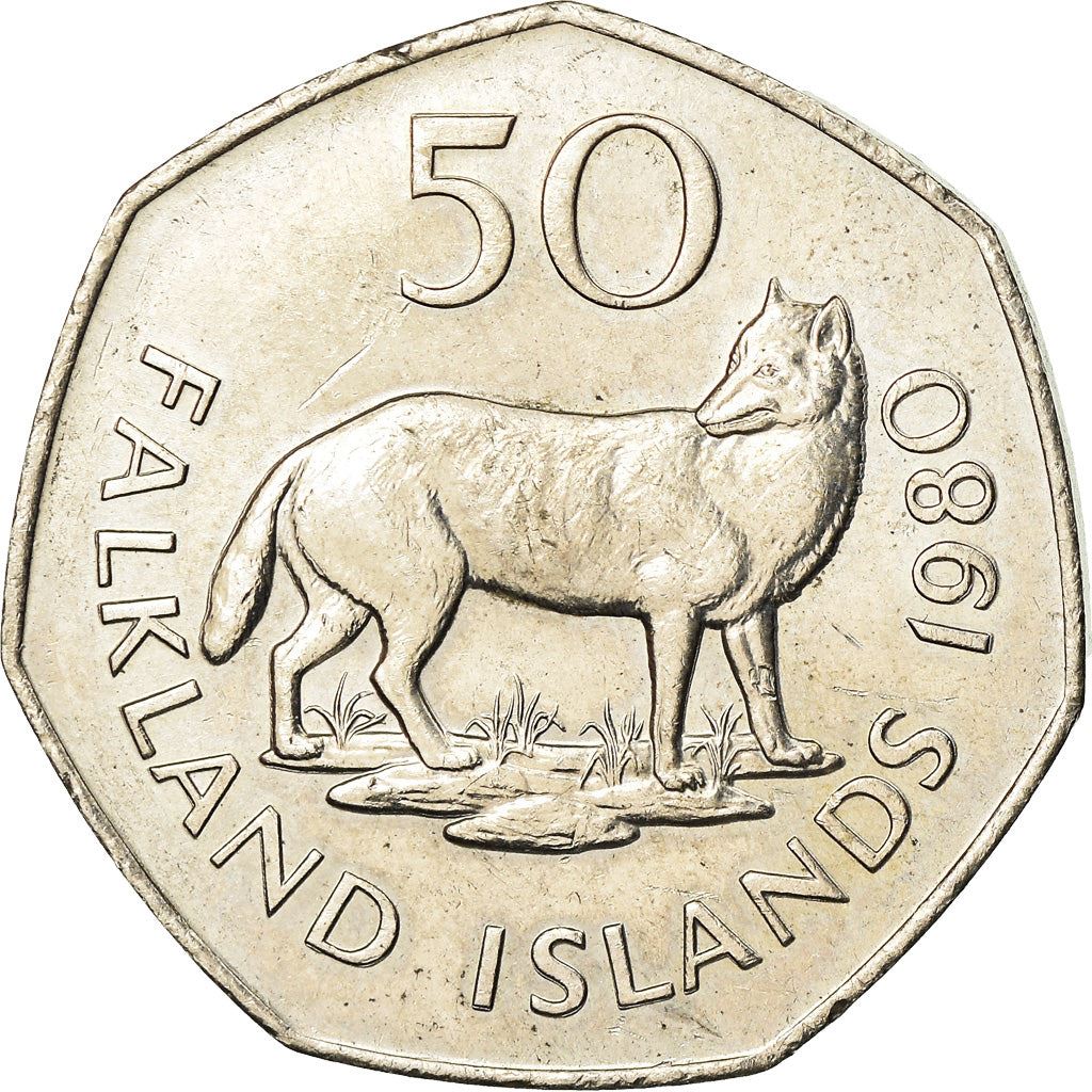 Falkland Islands | 50 Pence Coin | Warrah | Km:14.1 | 1980 - 1992