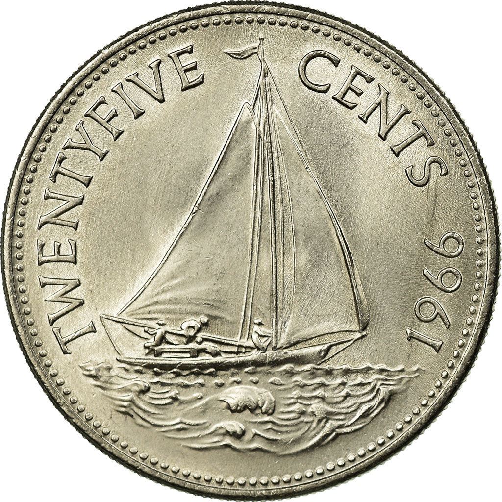 The Bahamas | 25 Cents Coin | Sailboat | Km:6 | 1966 - 1970