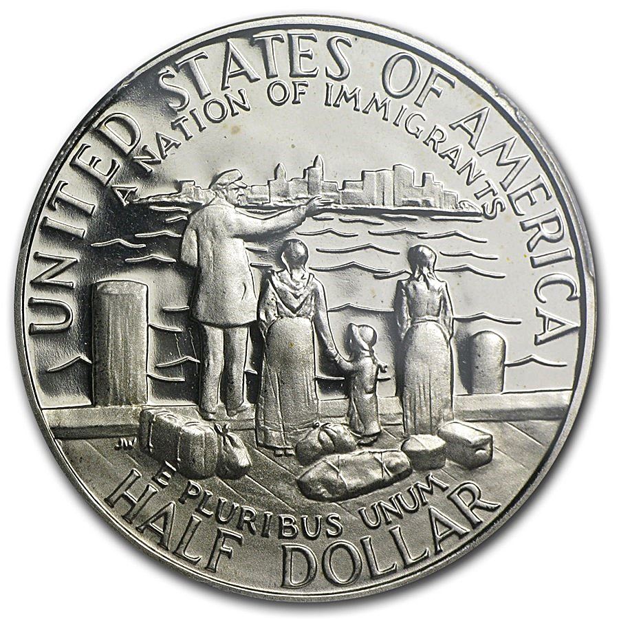 United States | 1/2 Dollar Coin | Statue of Liberty | New Yor Harbor | Wharf Pier | KM212 | 1986