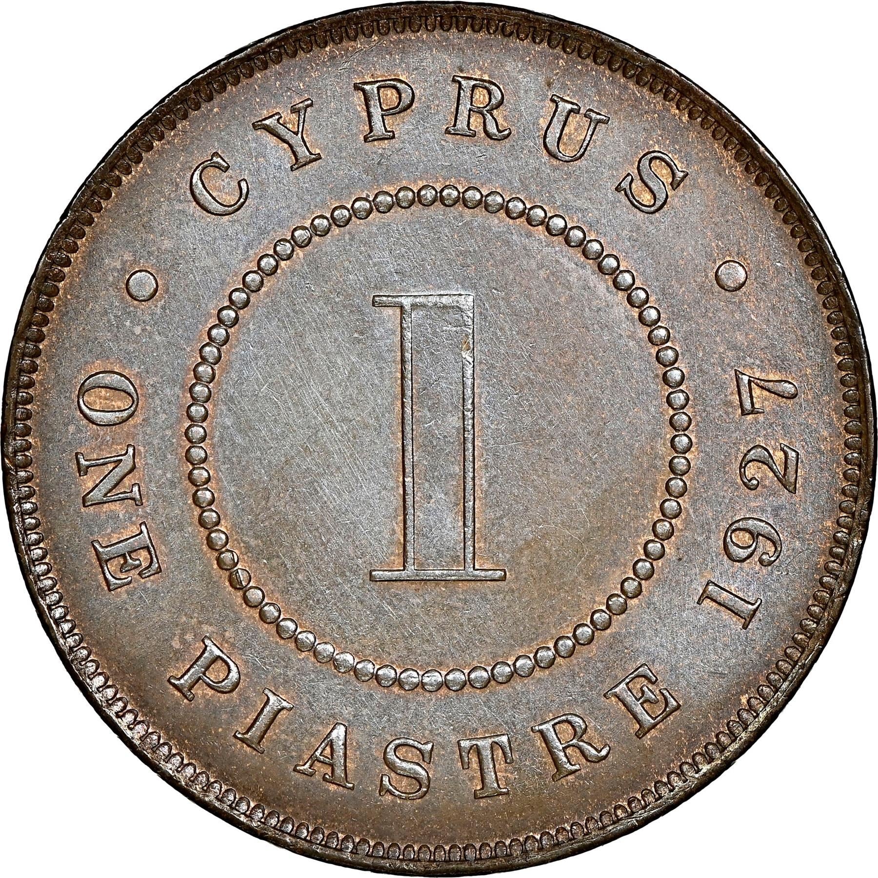 Cyprus 1 Piastre Coin | King George V | KM18 | 1922 - 1931